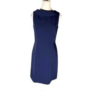 Newport News Navy Sleeveless Dress With Button Detail & Collared Neckline Size 4
